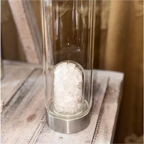 Clear Quartz Chips Water Bottle