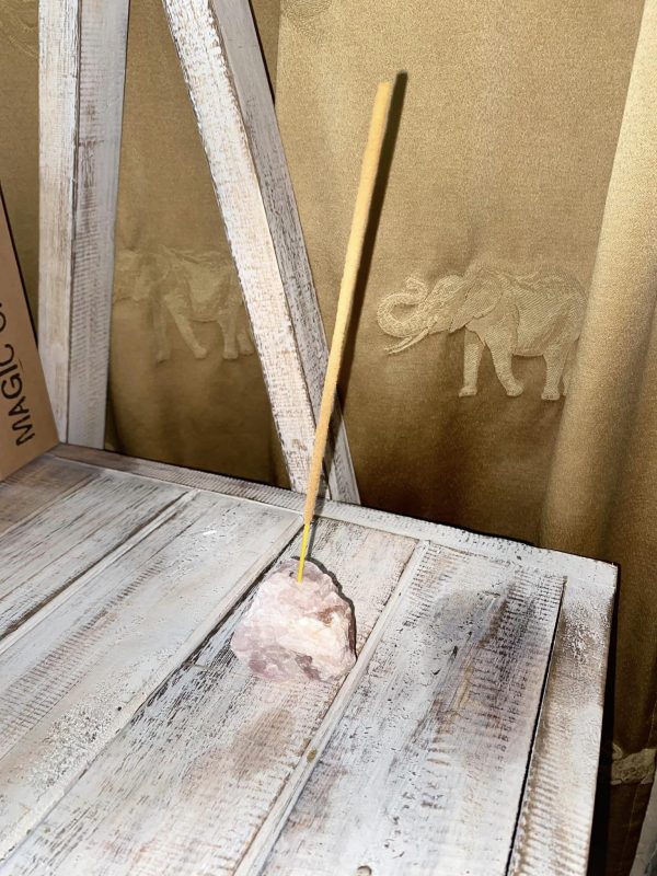 Raw Rose Quartz Incense Holder - Image 2