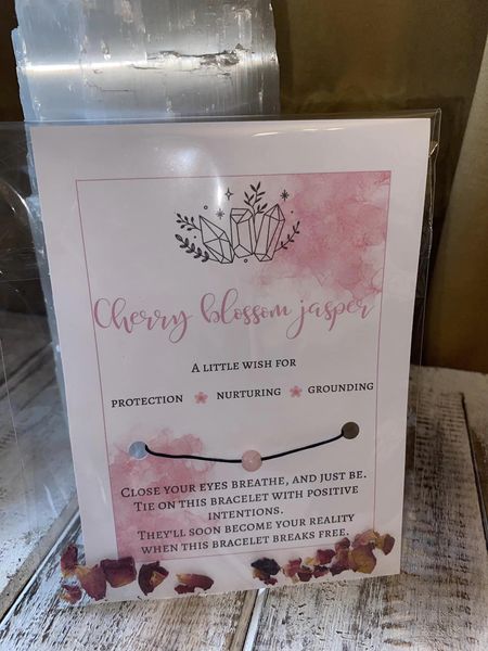 Cherry Blosson Jasper Crystal Wish Bracelet