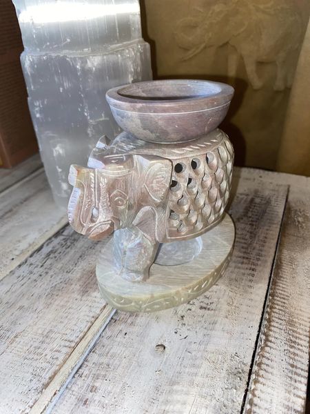 Upward Elephant Soapstone Oil Burner