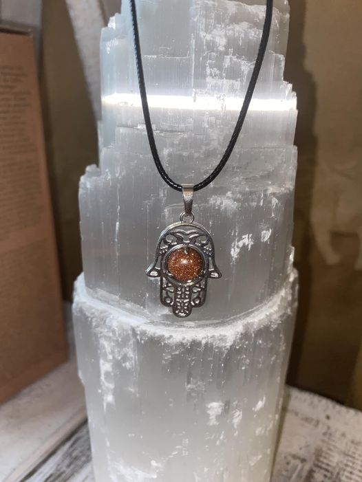 Hamsa Hand Goldstone Necklace