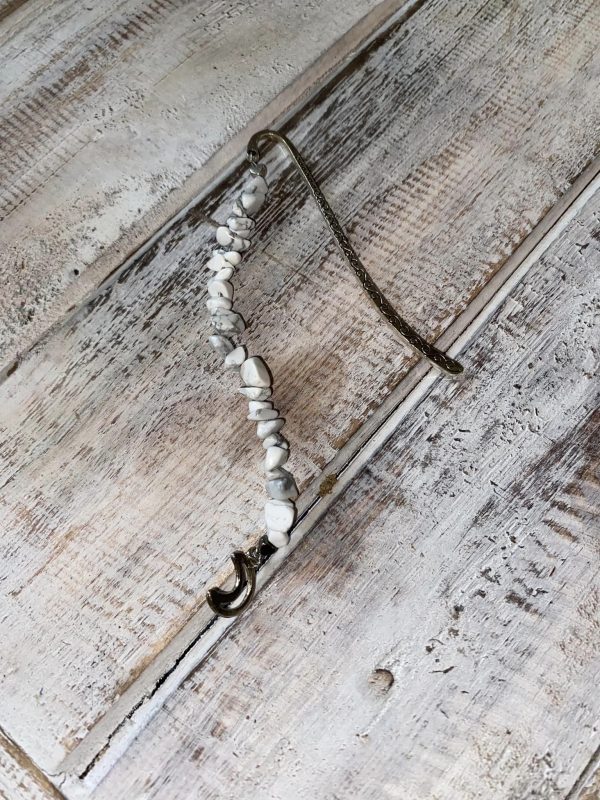 Book Mark ~ White Howlite With Crescent Moon