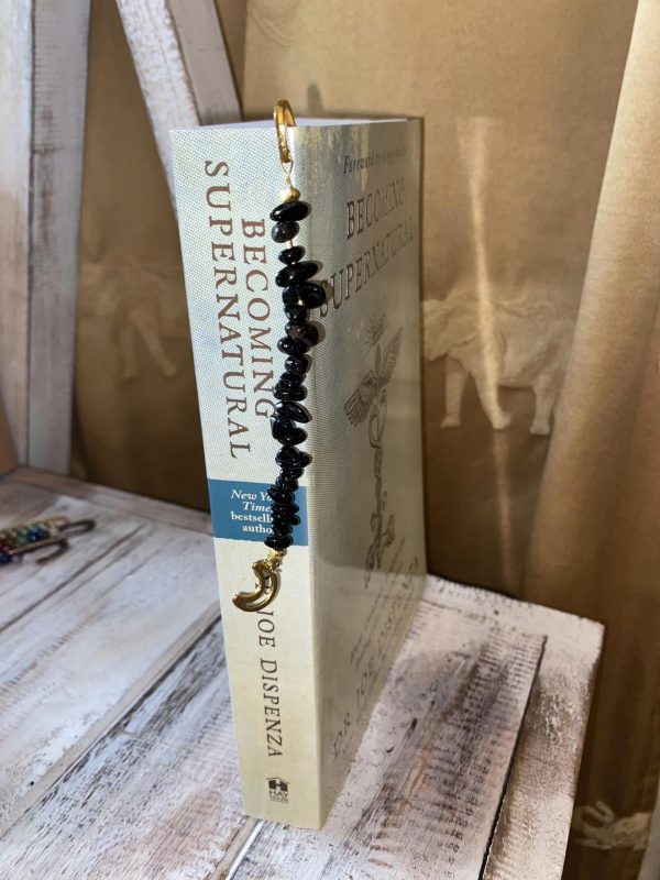Book Mark ~ Black Obsidian With Crescent Moon
