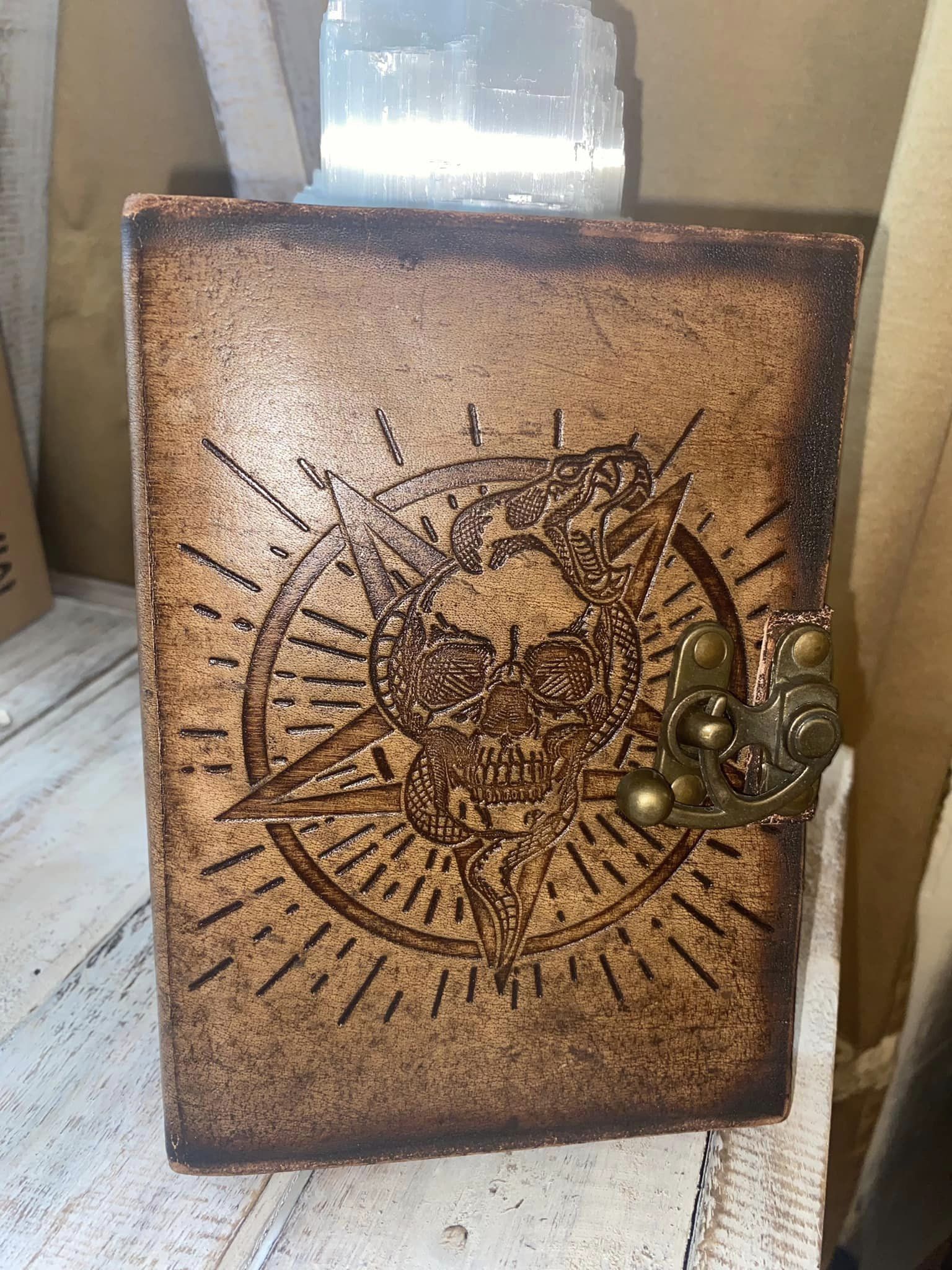Leather Pentagon & Skull with Burns