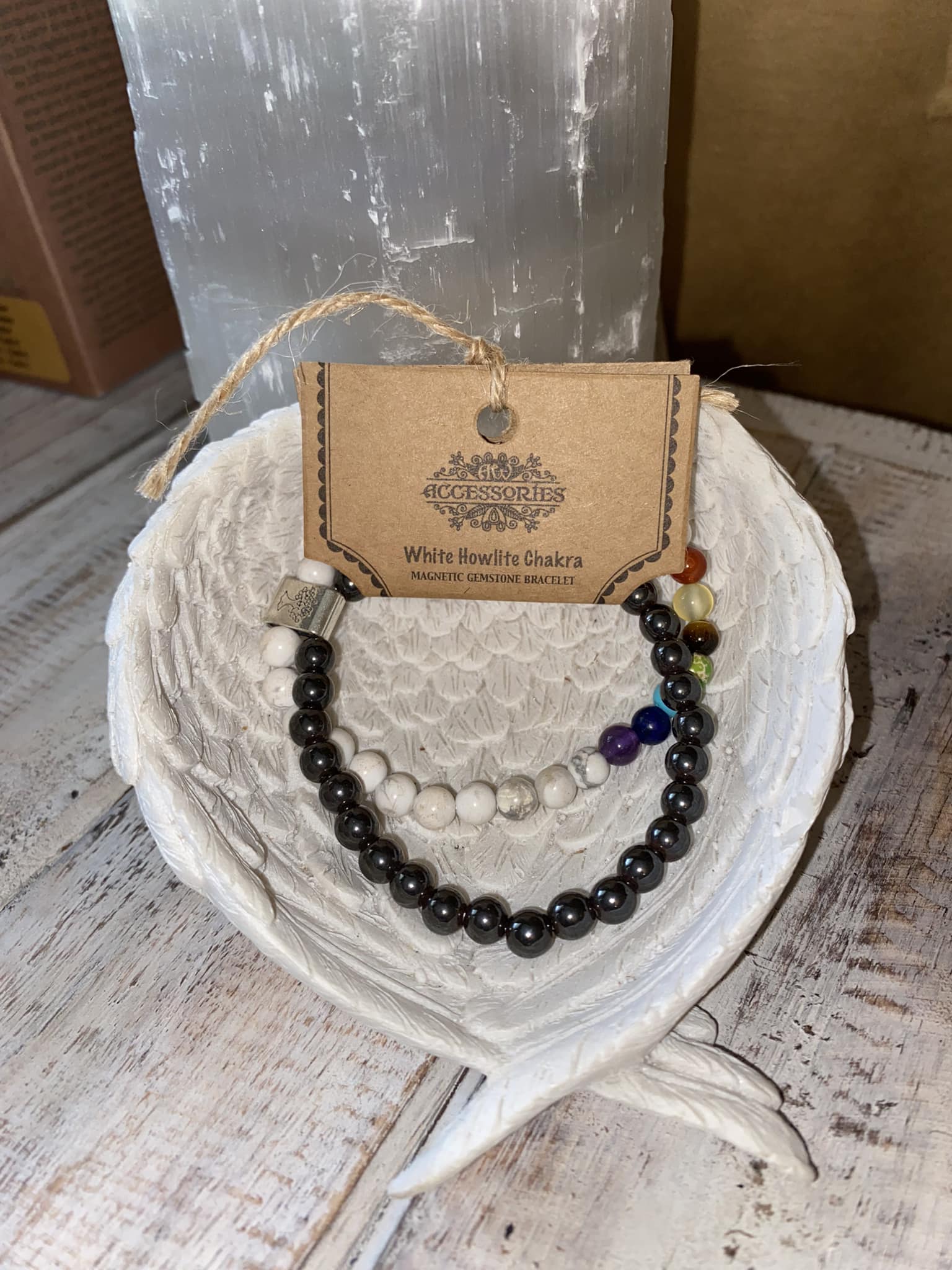 White Howlite Chakra Magnetic Bracelet